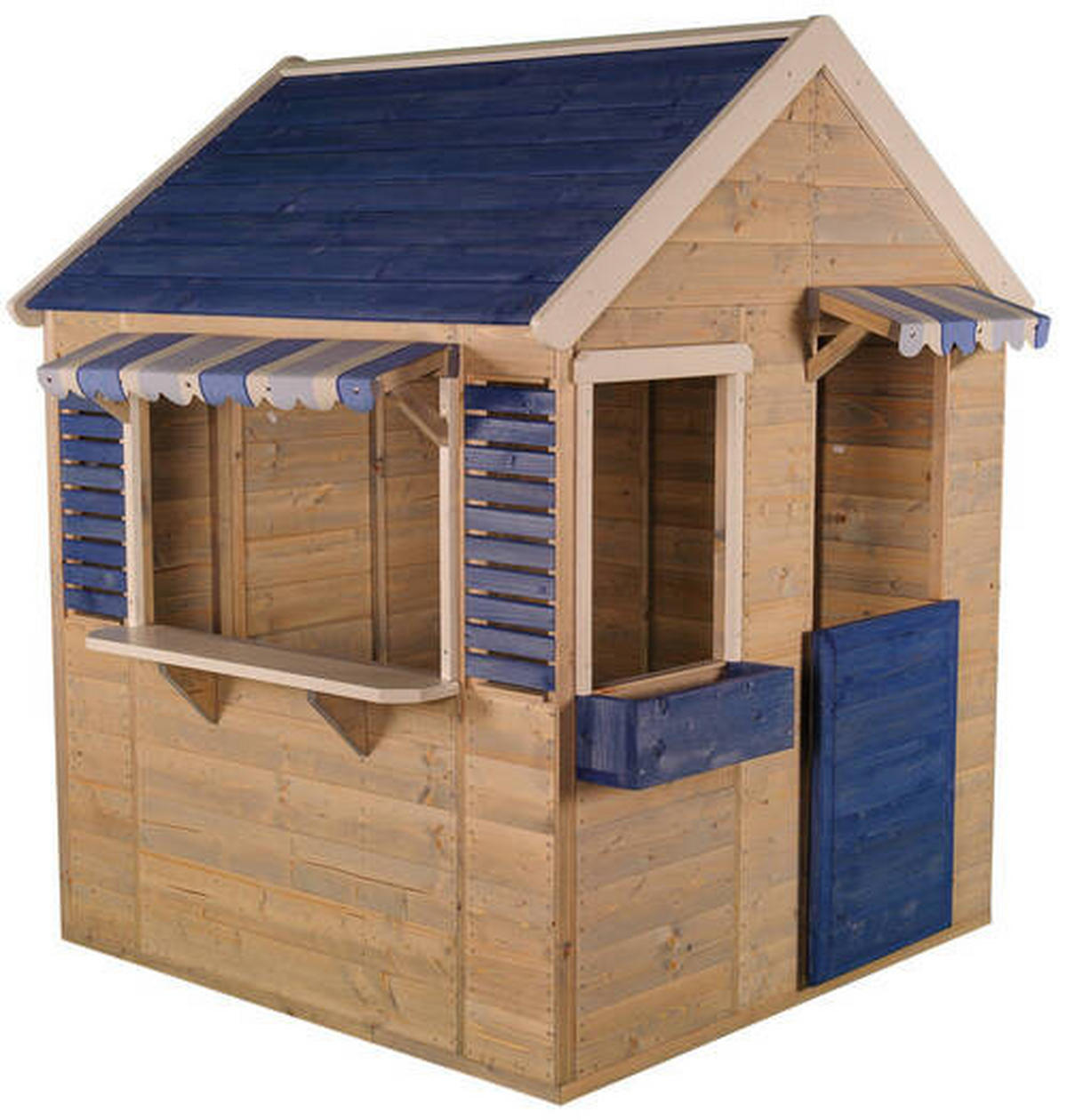 SPIELHAUS 120/155/120 cm  - Blau/Naturfarben, KONVENTIONELL, Holz (120/155/120cm) - Ambia Garden