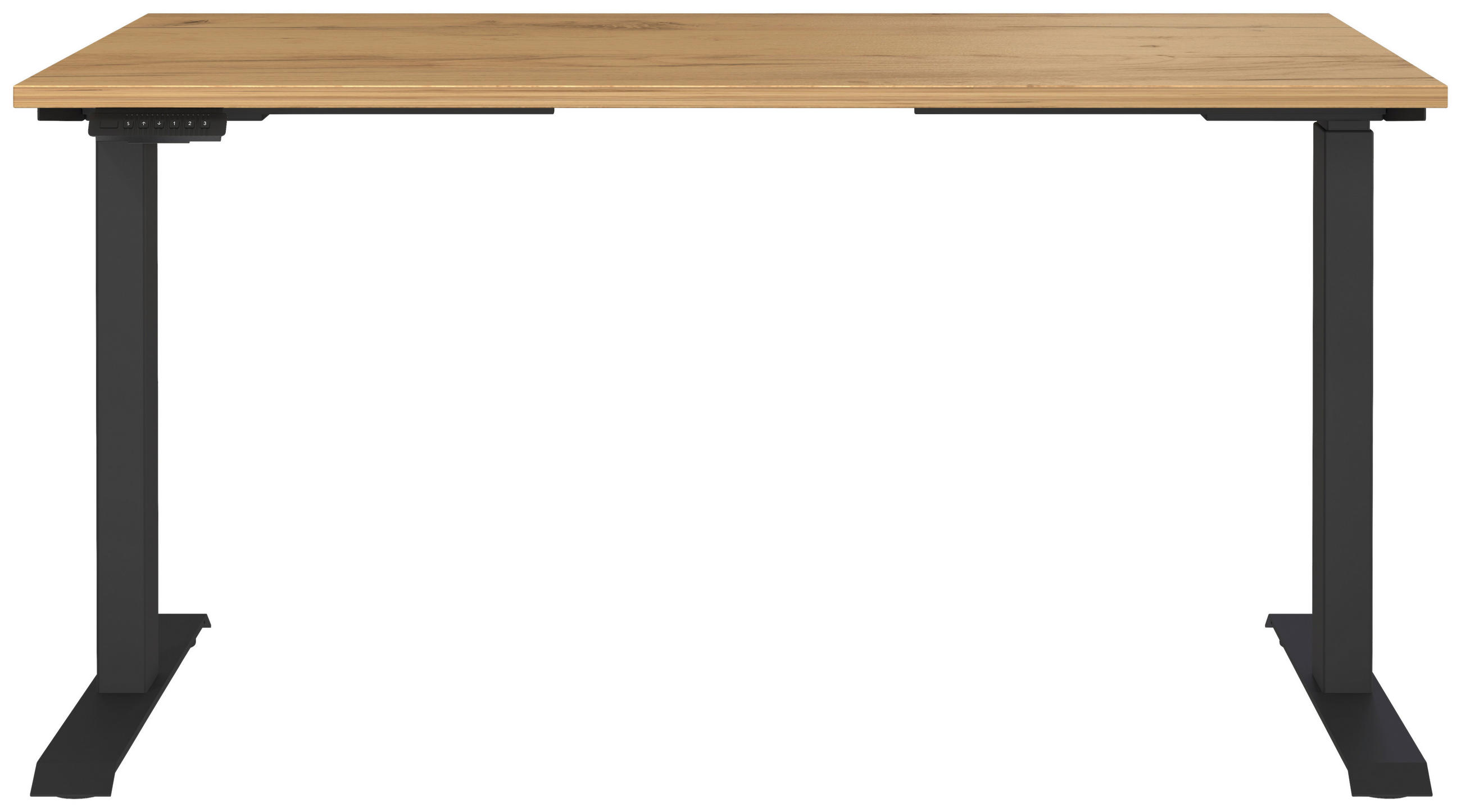 SCHREIBTISCH 140/80/72-118 cm  in Eichefarben, Schwarz  - Eichefarben/Schwarz, MODERN, Holzwerkstoff/Metall (140/80/72-118cm) - Novel