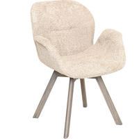 STOL MED ARMSTÖD bouclé  - beige/grå ek, Design, trä/textil (61/84/63cm) - Best Price