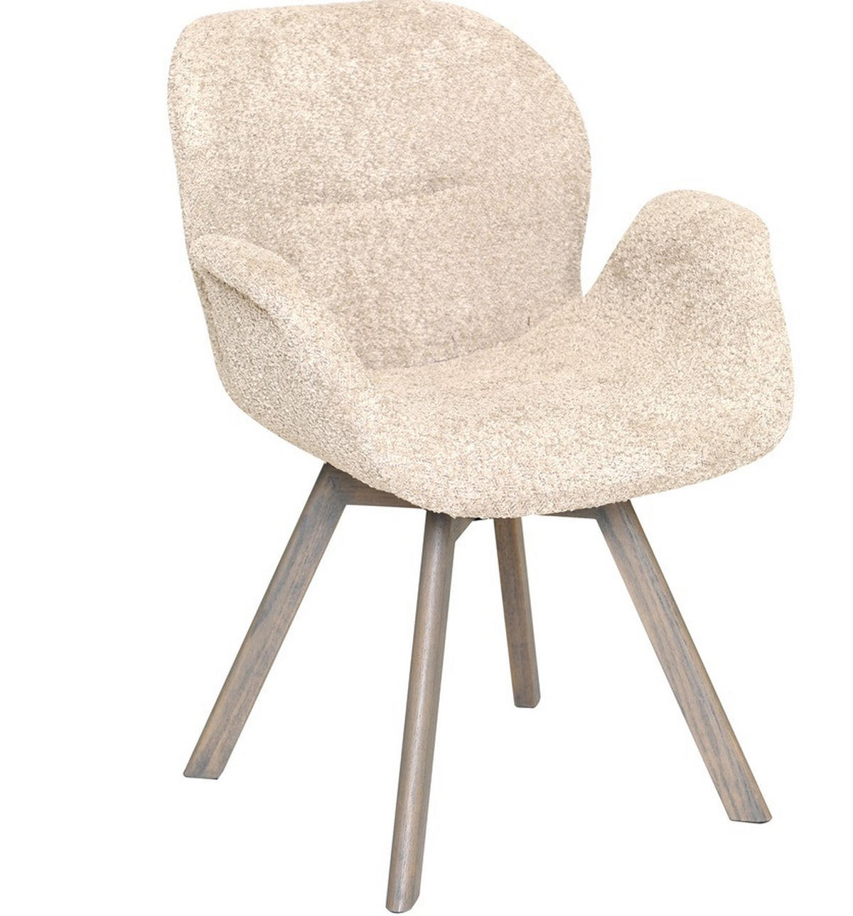 STOL MED ARMSTÖD bouclé  - beige/grå ek, Design, trä/textil (61/84/63cm) - Best Price