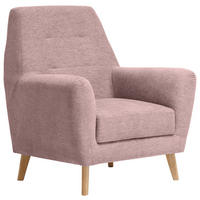 SESSEL in Webstoff Rosa  - Eichefarben/Rosa, Design, Holz/Textil (90/105/84cm) - Carryhome