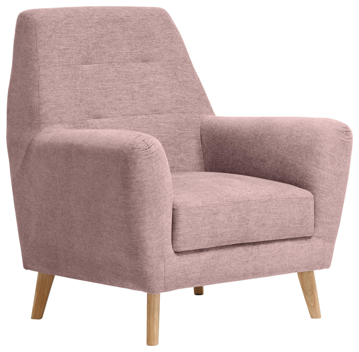 SESSEL in Webstoff Rosa  - Eichefarben/Rosa, Design, Holz/Textil (90/105/84cm) - Carryhome