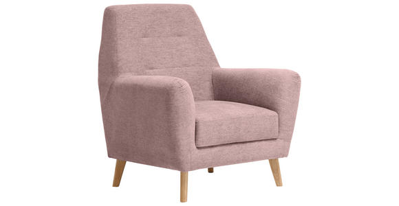 SESSEL in Webstoff Rosa - Eichefarben/Rosa, Design, Holz/Textil (90/105/84cm) - Carryhome