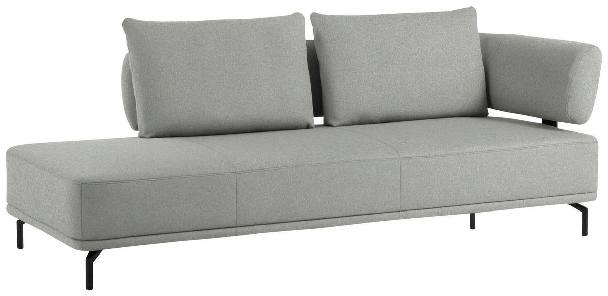 RÉCAMIERE in Flachgewebe Weiss, Hellgrau  - Weiss/Hellgrau, Design, Textil/Metall (227/89/101cm) - Dieter Knoll