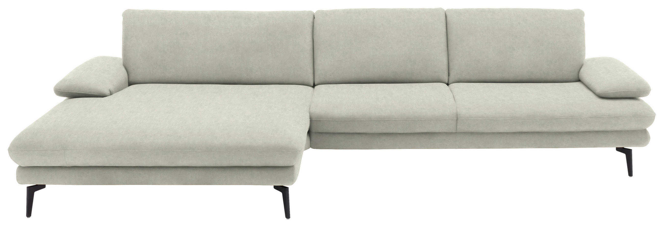 ECKSOFA in Velours Ecru 180/310 cm - Ecru/Schwarz, Design, Textil/Metall (180/310cm) - Dieter Knoll