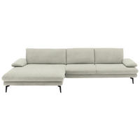 ECKSOFA in Velours Ecru  - Ecru/Schwarz, Design, Textil/Metall (180/310cm) - Dieter Knoll