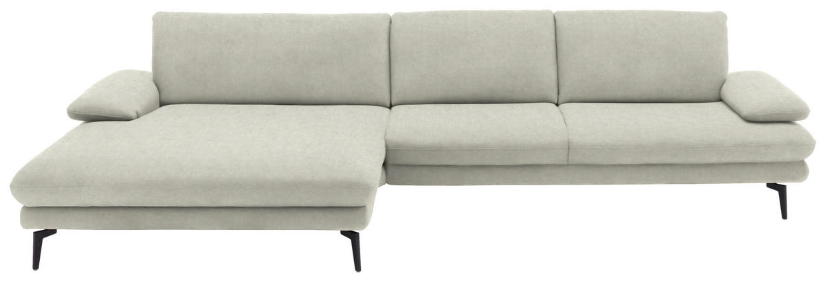 ECKSOFA in Velours Ecru  - Ecru/Schwarz, Design, Textil/Metall (180/310cm) - Dieter Knoll