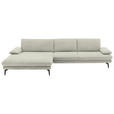 ECKSOFA  in Velours Ecru  180/310 cm  - Ecru/Schwarz, Design, Textil/Metall (180/310cm) - Dieter Knoll