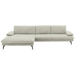 ECKSOFA in Velours Ecru  180/310 cm  - Ecru/Schwarz, Design, Textil/Metall (180/310cm) - Dieter Knoll