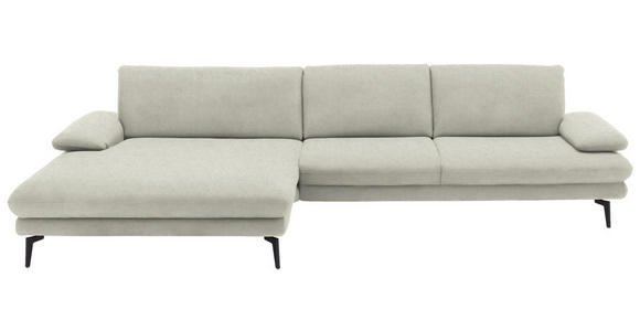 ECKSOFA  in Velours Ecru  180/310 cm  - Ecru/Schwarz, Design, Textil/Metall (180/310cm) - Dieter Knoll