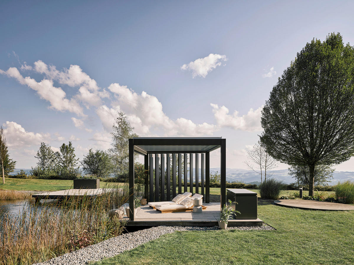 PAVILLON - Dunkelgrau/Silberfarben, Design, Metall (404,5/264/312cm) - Biohort