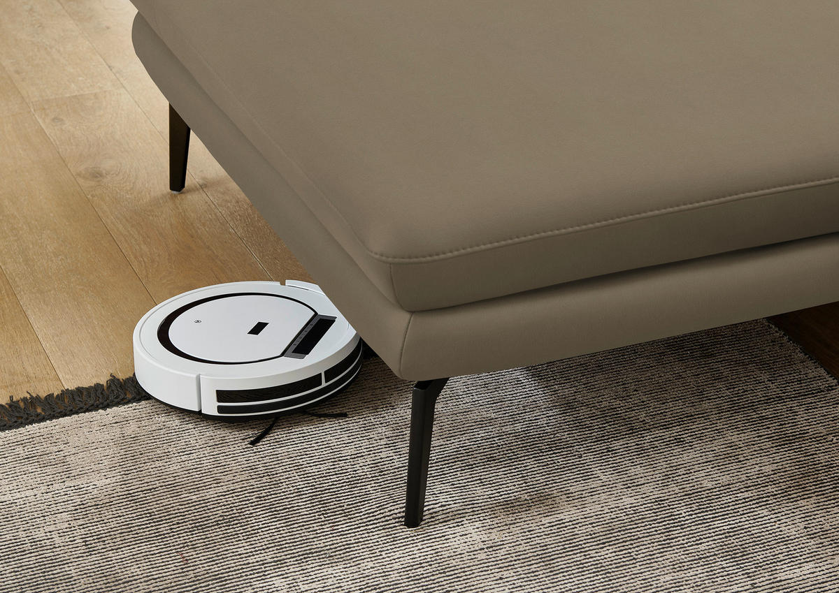 ECKSOFA in Echtleder Beige  - Beige/Schwarz, Design, Leder/Metall (180/310cm) - Dieter Knoll
