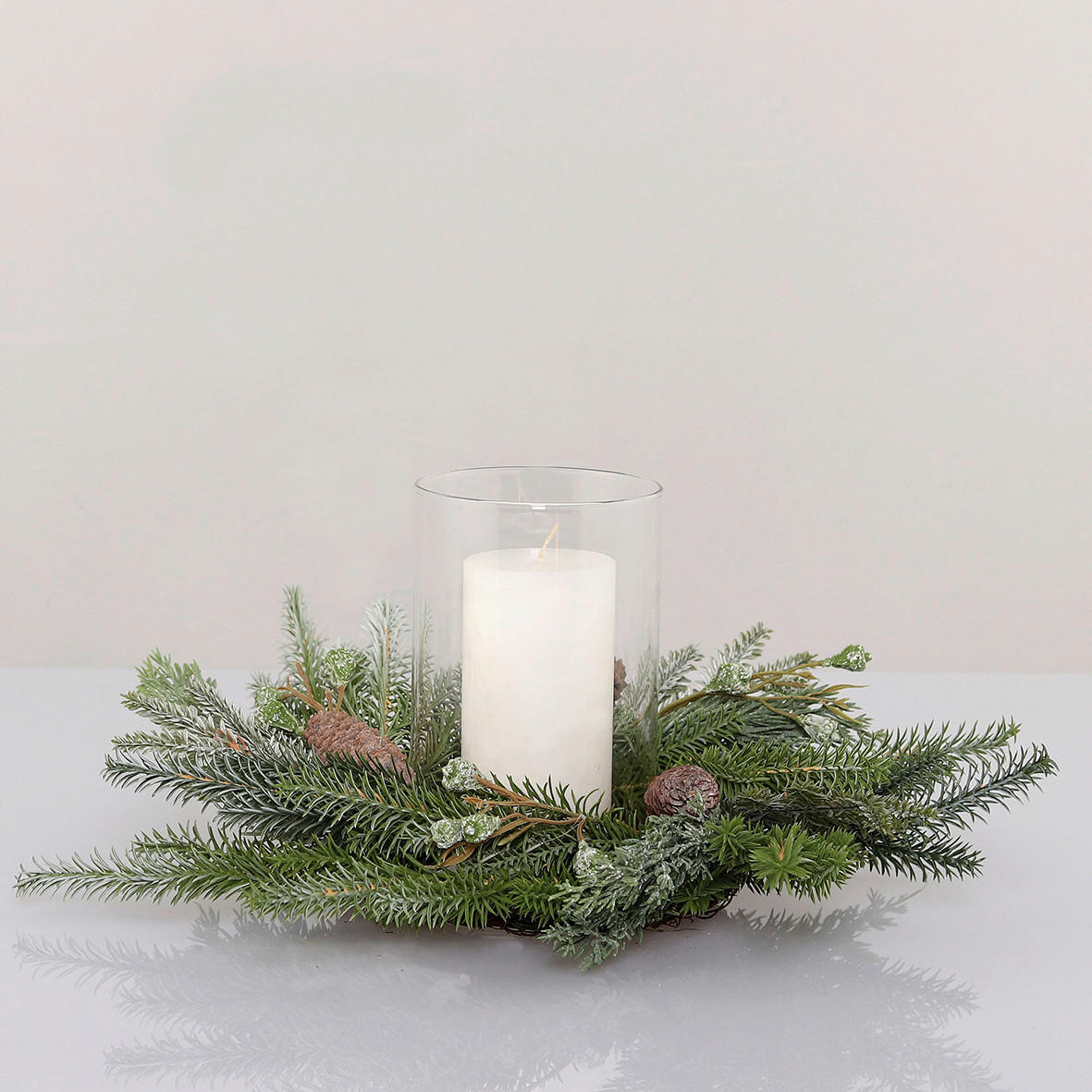 ADVENTSKERZENHALTER - Transparent/Naturfarben, Basics, Glas/Naturmaterialien (35cm) - X-Mas