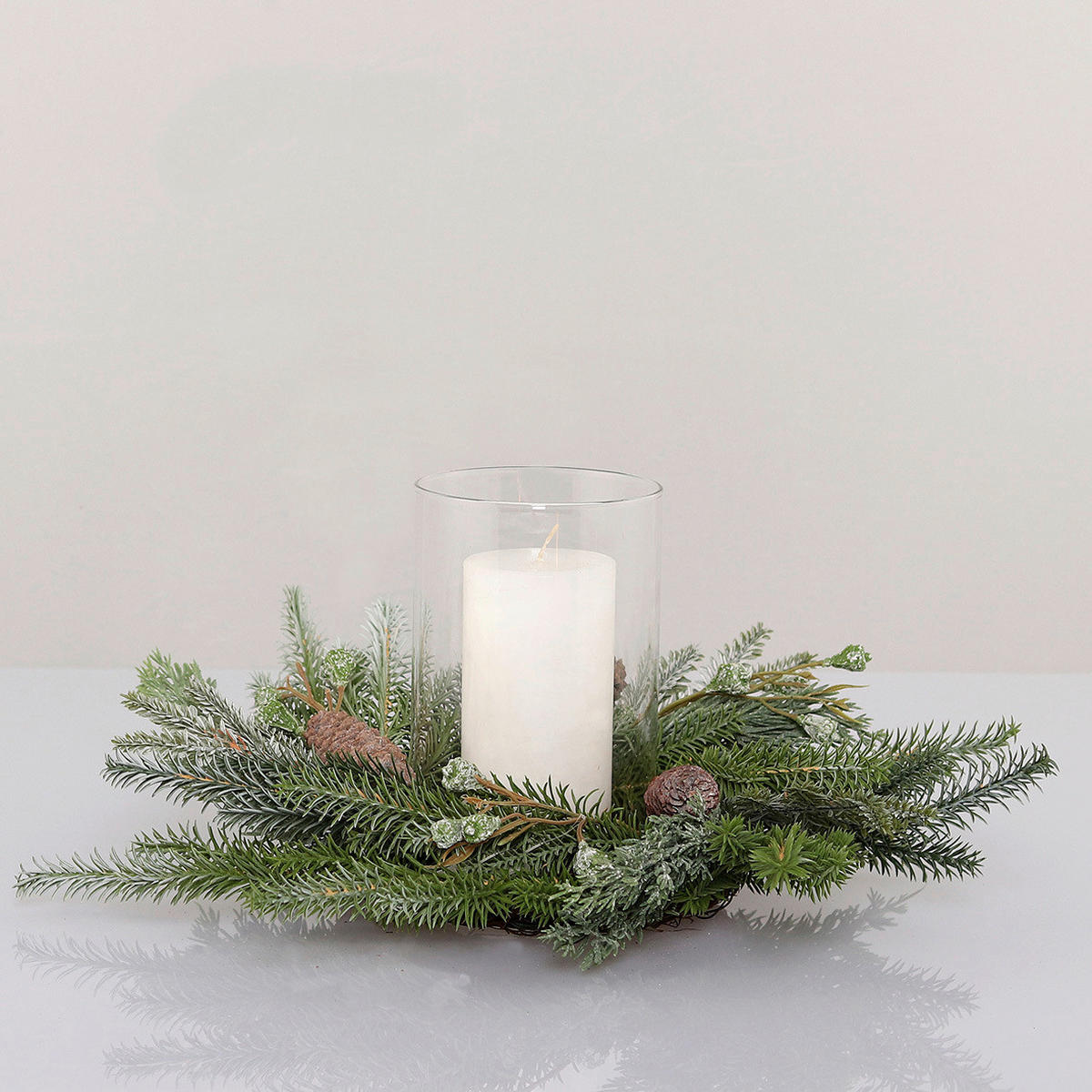 ADVENTSKERZENHALTER - Transparent/Naturfarben, Basics, Glas/Naturmaterialien (35cm) - X-Mas