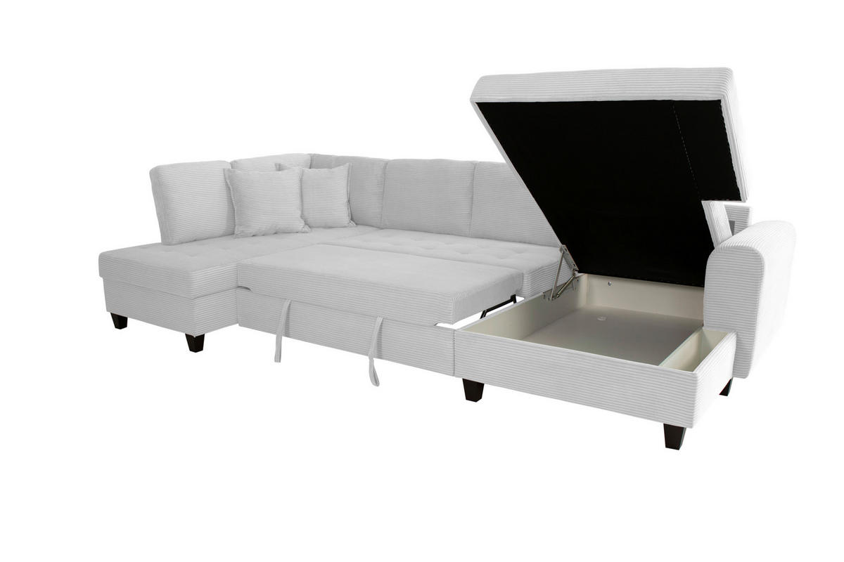 WOHNLANDSCHAFT MORITZ Silberfarben Cord  - Silberfarben, Trend, Textil (178/324/155cm) - P & B