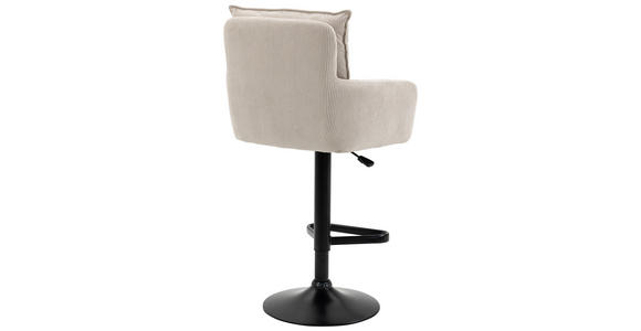 BARHOCKER Cord Schwarz, Beige Eisen Stoffauswahl, Sitzfläche 360° drehbar, inklusive Armlehnen - Beige/Schwarz, Design, Textil/Metall (54/98-120/58cm) - Novel