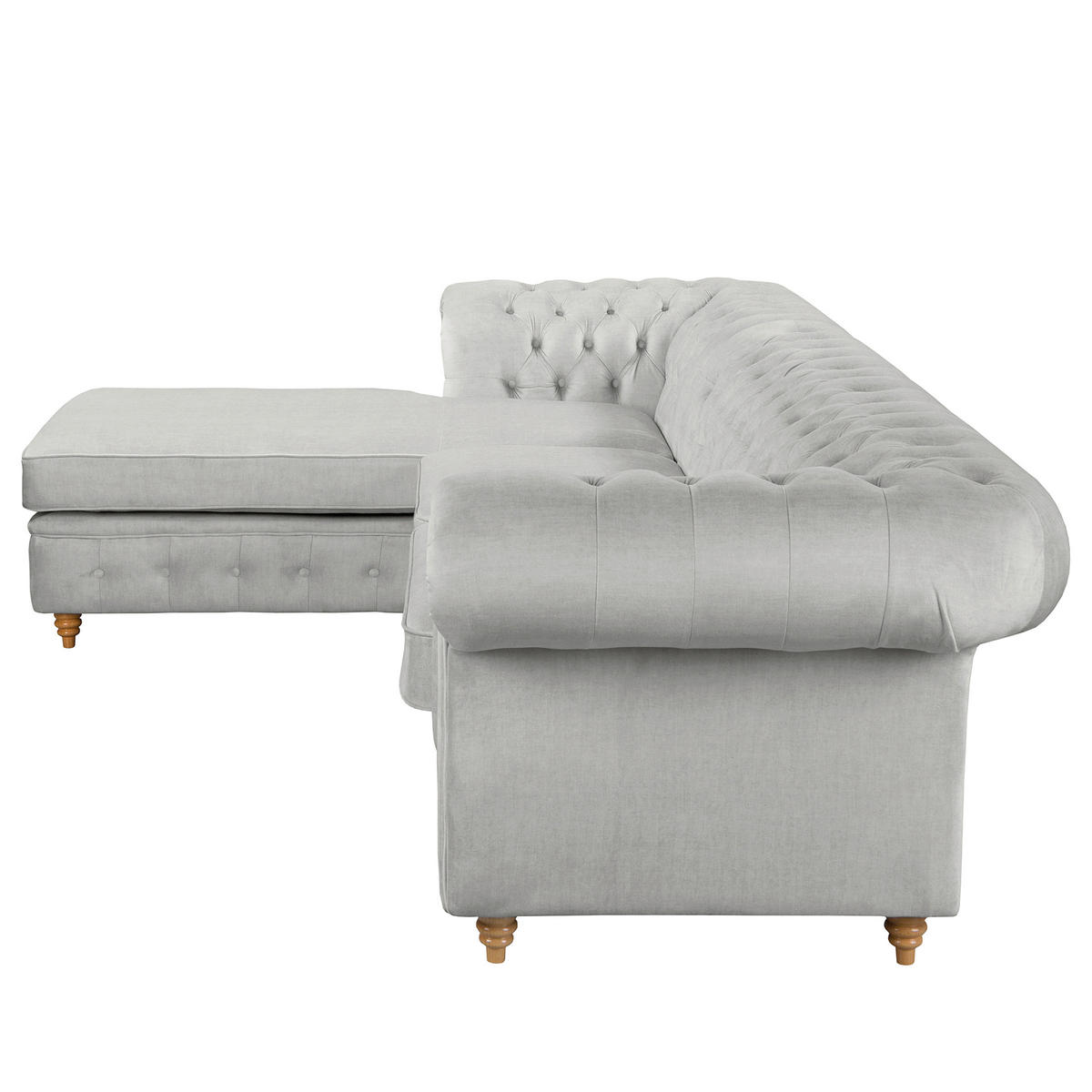 ECKSOFA Mikrofaser Hellgrau  - Hellgrau/Braun, Design, Holz/Textil (182/284cm) - P & B