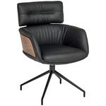 ARMLEHNSTUHL  Lederauswahl, Wippfunktion, Sitzfläche 360° drehbar, automatische Rückholfunktion  Echtleder  Schwarz, Walnussfarben  - Walnussfarben/Schwarz, Design, Leder/Holz (62/92/66cm) - Dieter Knoll