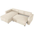 ECKSOFA Creme Cord Zierkissen, Rückenkissen, Bettkasten, Schlaffunktion, Rücken echt, Liegefläche im Originalstoff  - Creme/Schwarz, MODERN, Kunststoff/Textil (190/280cm) - Carryhome