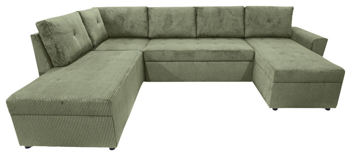 WOHNLANDSCHAFT TERMOLI Mintgrün Cord  - Schwarz/Mintgrün, Design, Kunststoff/Textil (212/297/155cm) - MID.YOU