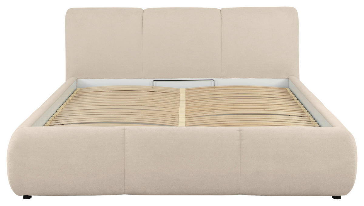 POLSTERBETT Lattenrost, Bettkasten 140/200 cm  in Beige  - Beige/Buchefarben, KONVENTIONELL, Holz/Kunststoff (140/200cm) - Boxxx