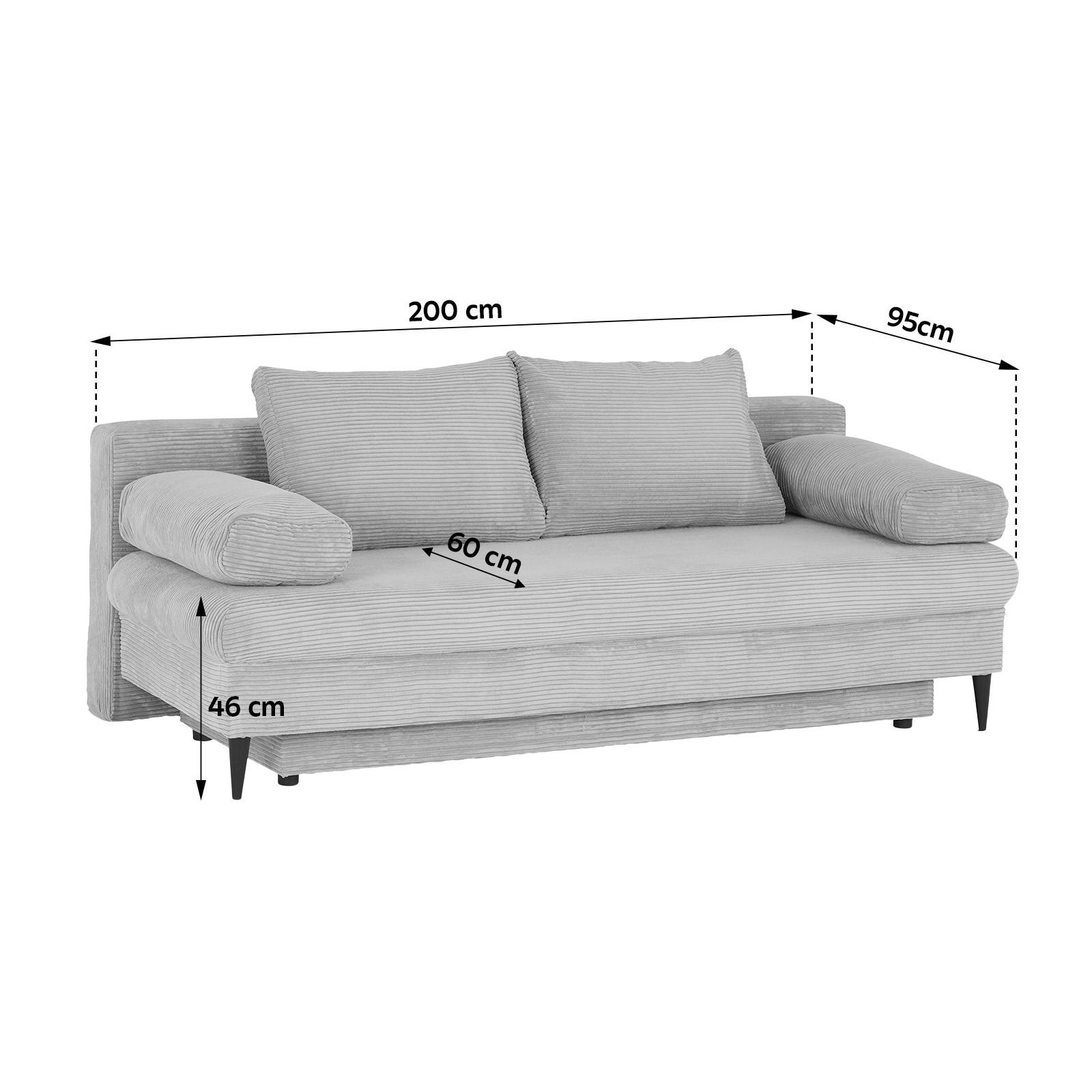 CANAPEA EXTENSIBILĂ lemn, plastic, textil gri  - negru/gri, Modern, plastic/lemn (200/95/95cm)
