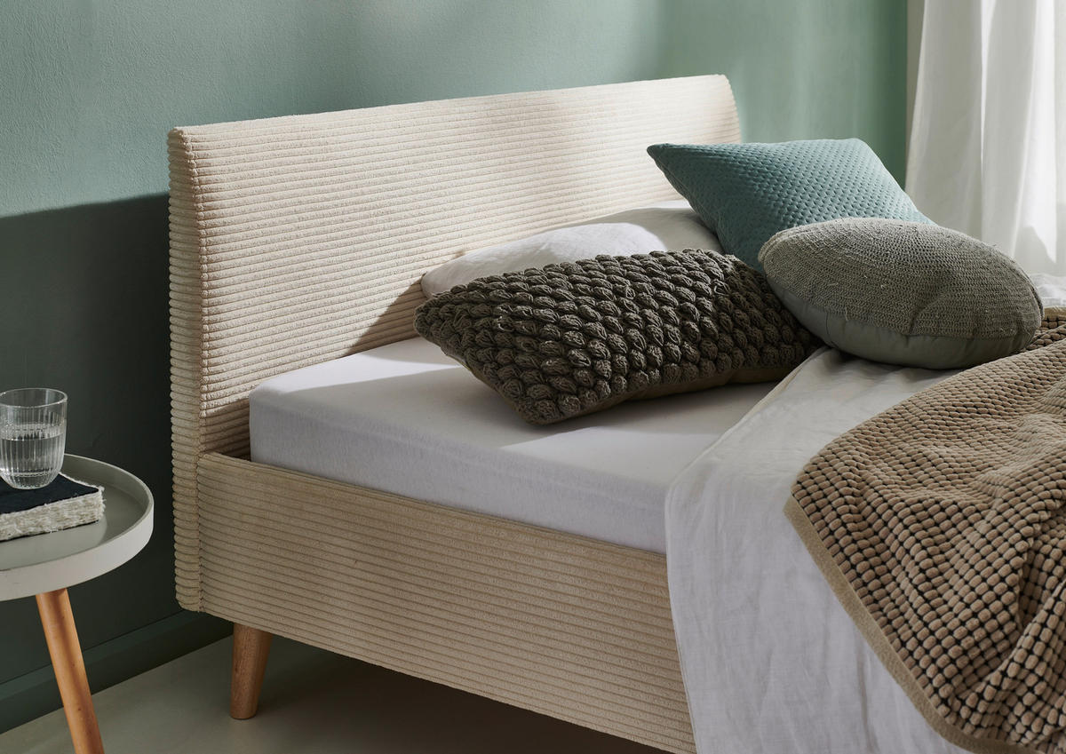 POLSTERBETT Beige 140/200 cm  - Eichefarben/Beige, Trend, Holz/Textil (140/200cm) - Boxxx