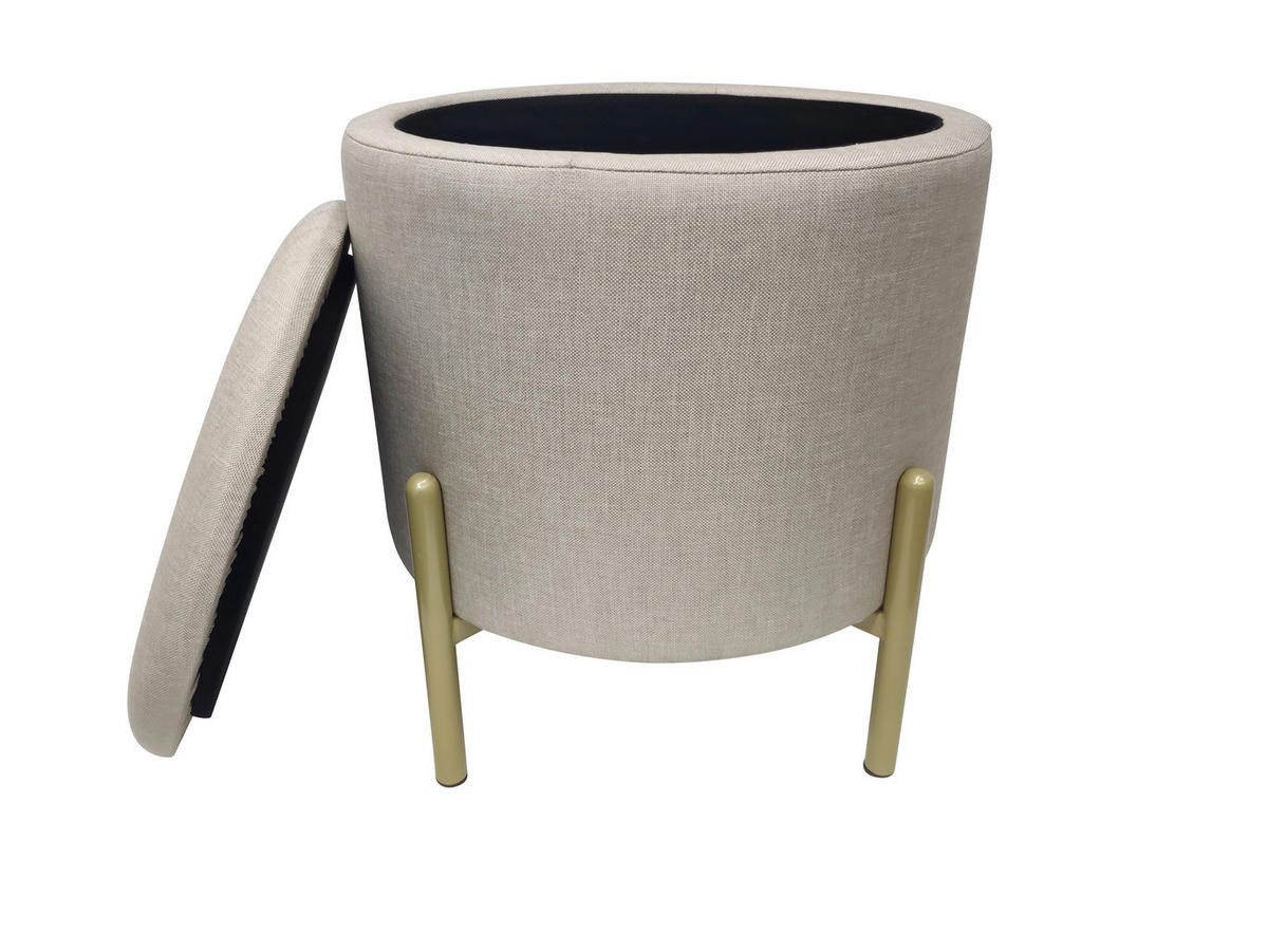 HOCKER Samt Creme  - Goldfarben/Creme, Design, Textil/Metall (36/40/36cm) - Echtwerk