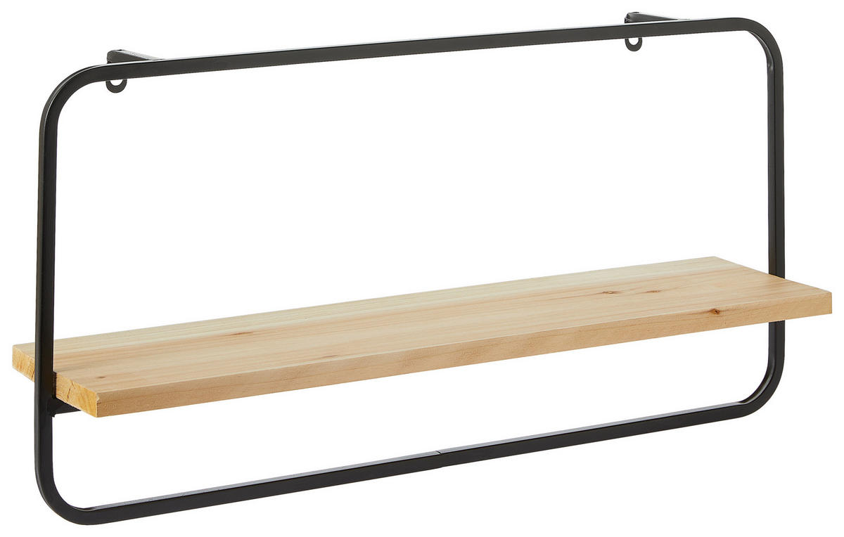 WANDREGAL Tanne massiv Schwarz  - Schwarz, Basics, Holz/Metall (60/15/30cm) - Ambia Home