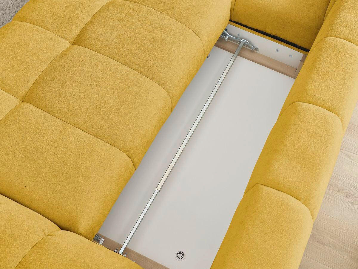 ECKSCHLAFSOFA EVEREST  mit Rücken echt, Armteil links, Armteil rechts Struktur Gelb  - Gelb/Schwarz, MODERN, Kunststoff/Textil (180/318cm) - Livetastic