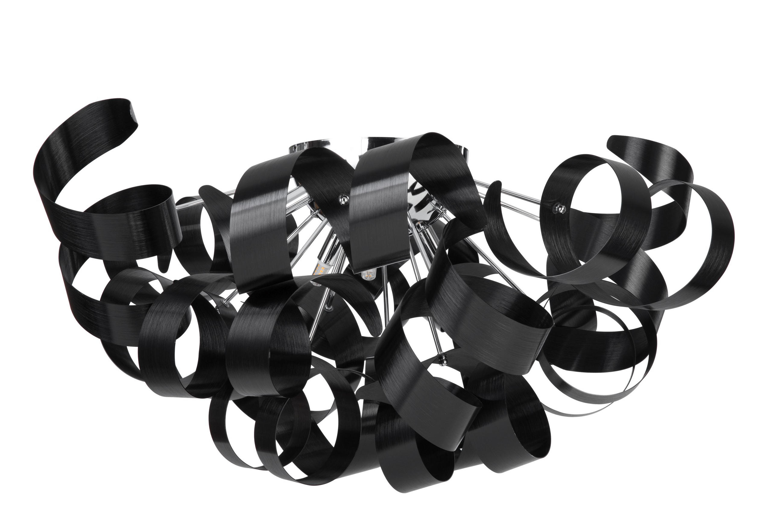 DECKENLEUCHTE Curly 70/40 cm   - Schwarz, Design, Metall (70/40cm)