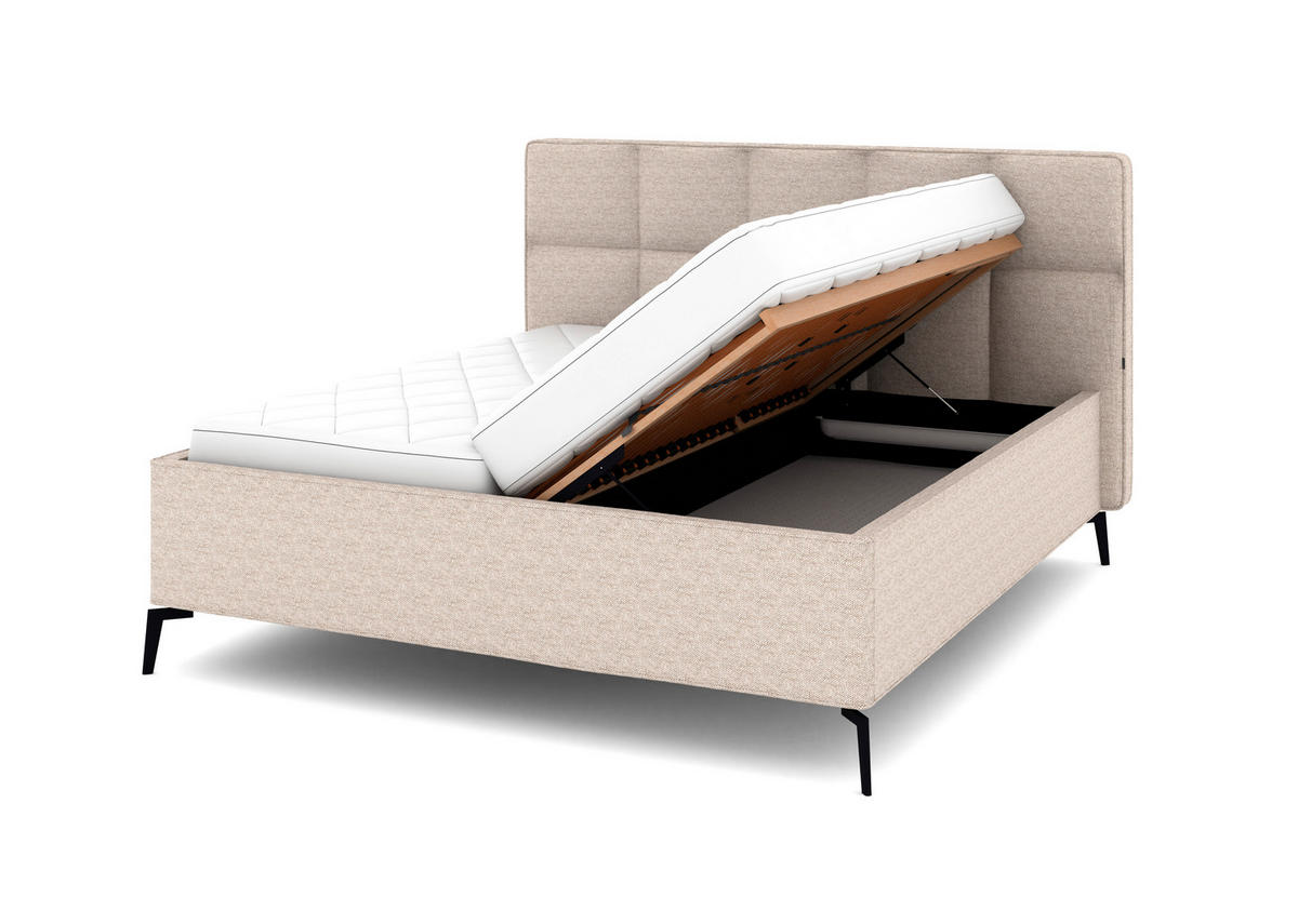 POLSTERBETT Bettkasten, motorische Verstellbarkeit, Fernbedienung, Lattenroste, Matratzen 180/200 cm  in Beige  - Beige/Schwarz, KONVENTIONELL, Holz/Textil (180/200cm) - Musterring