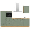KÜCHENLEERBLOCK 300 cm   in Grün, Eichefarben  - Eichefarben/Schwarz, MODERN, Holzwerkstoff/Metall (300cm) - Nobilia