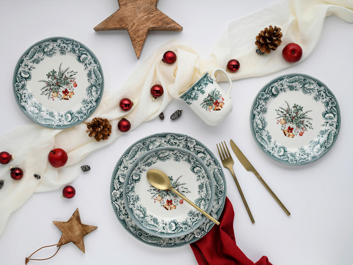 KOMBISERVICE Grün 16-teilig Weihnachten  - Grün, Basics, Keramik - Creatable