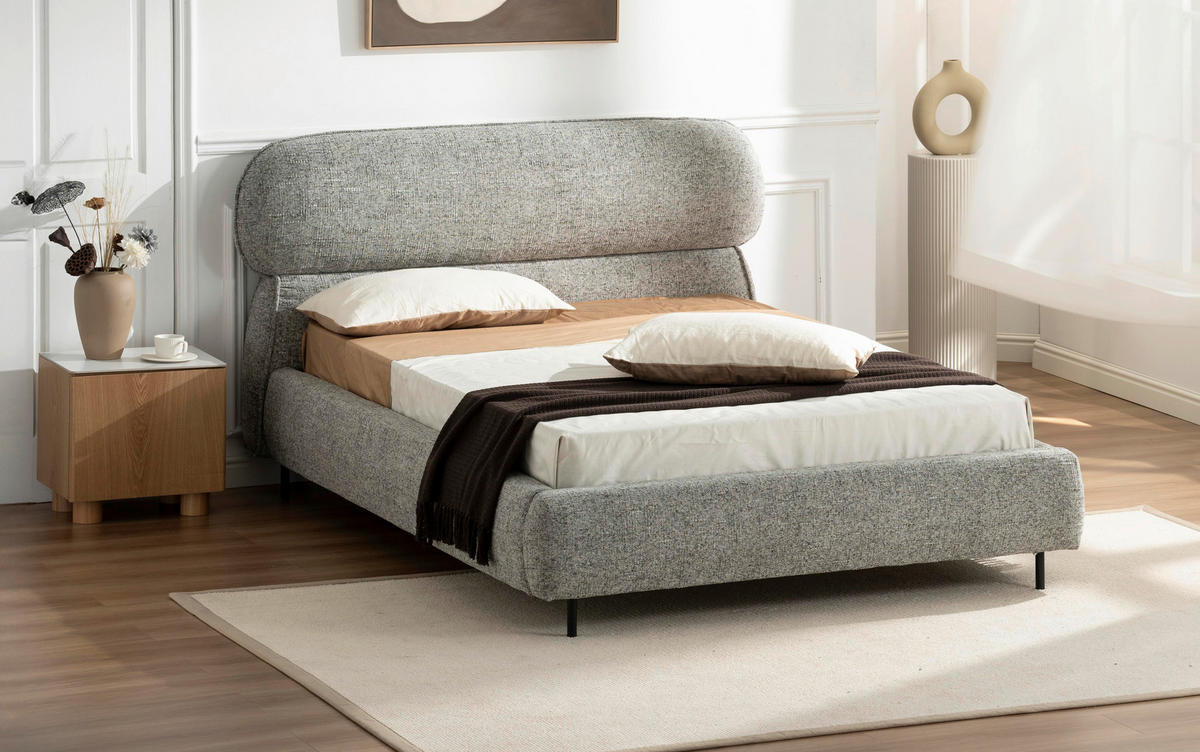 POLSTERBETT 140/200 cm, {[inkl. ],item.attr('349-543'),[, ]} - Eichefarben/Schwarz, Design, Holz/Textil (140/200cm) - Boxxx