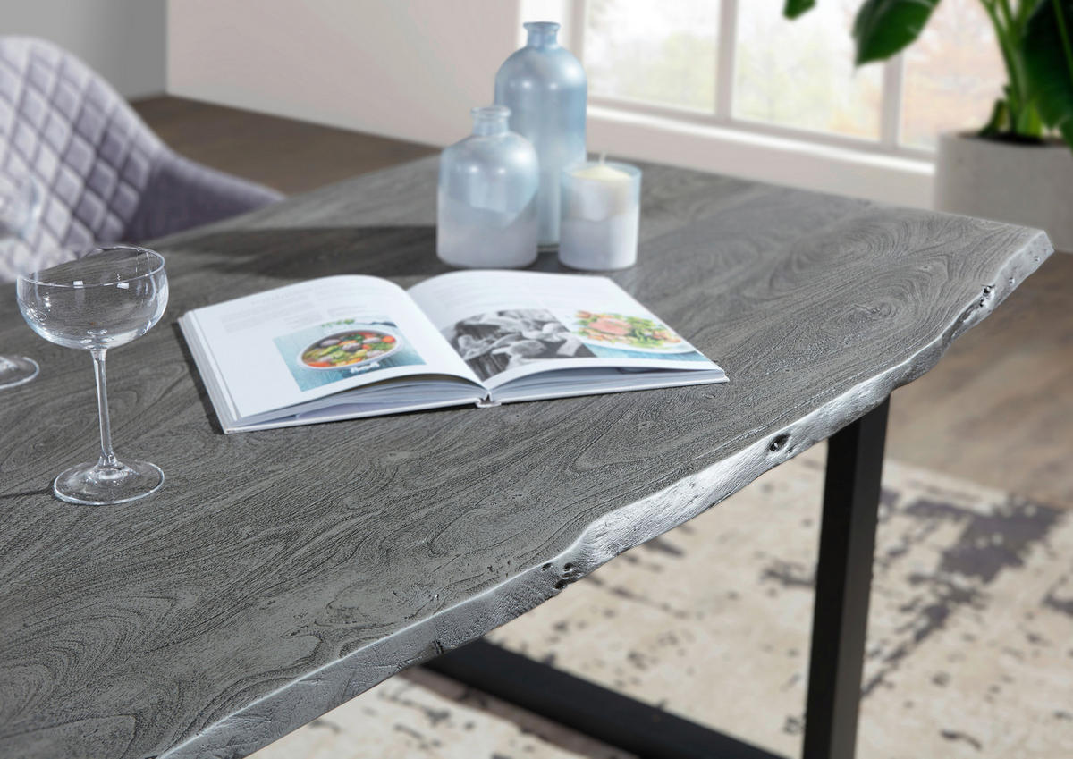 ESSTISCH in Holz 160/90/76 cm  - Schwarz/Grau, ROMANTIK / LANDHAUS, Holz/Metall (160/90/76cm) - Landscape