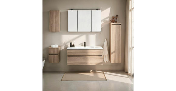 BADEZIMMER 3-teilig  in 102 cm  - Eiche dunkel/Weiß, Design, Glas/Keramik (102cm) - Novel