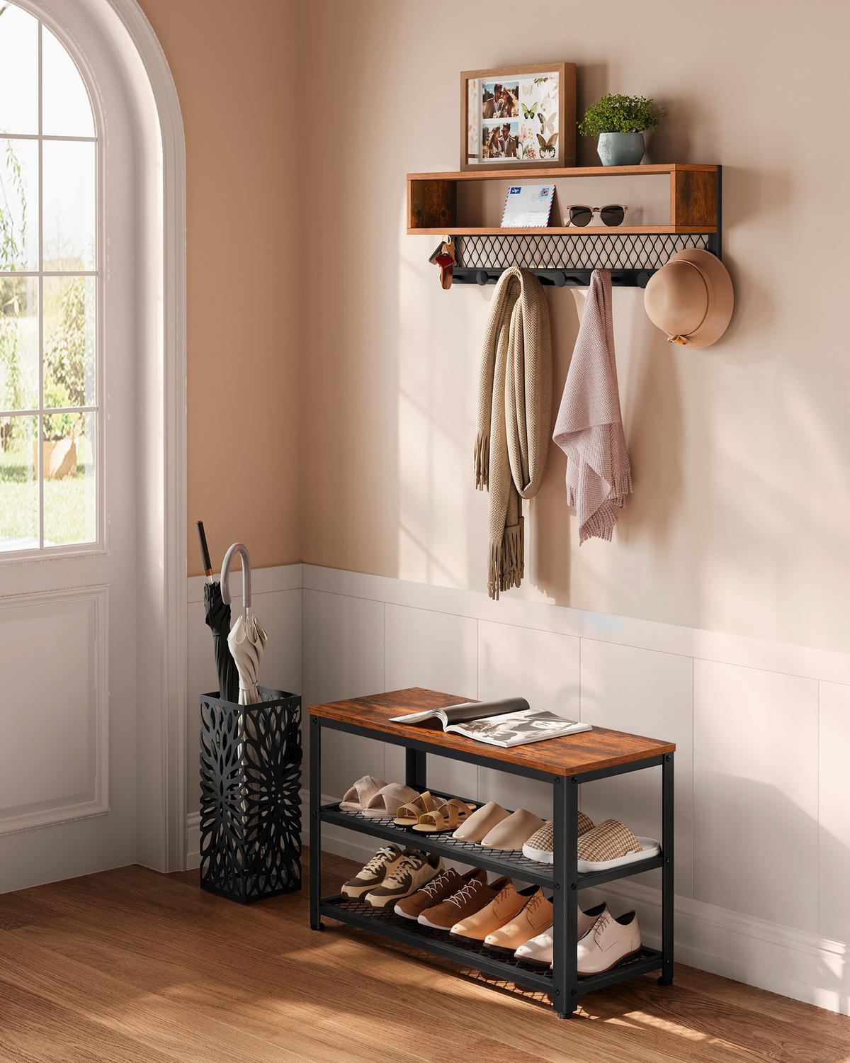 GARDEROBE 2-teilig  in 73/45,5/30 cm  - Dunkelbraun/Schwarz, Trend, Holzwerkstoff/Metall (73/45,5/30cm) - MID.YOU