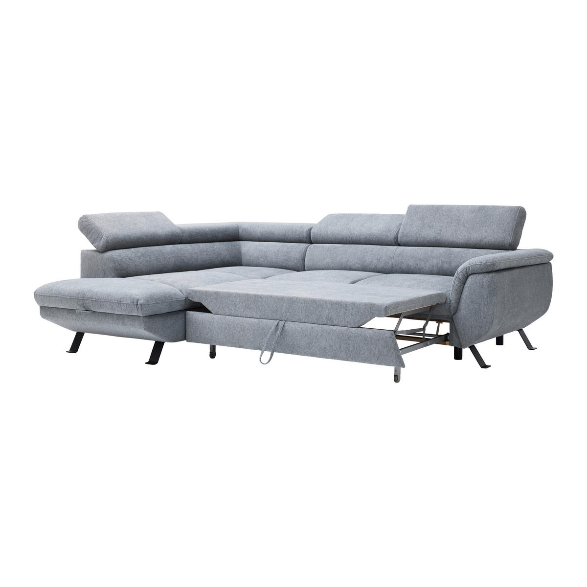 HÖRNSOFFA i vävt tyg grå  - grå/svart, Modern, metall/textil (198/257cm) - MID.YOU