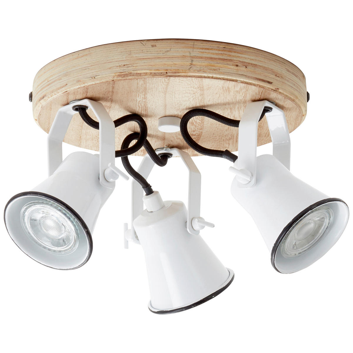 DECKENLEUCHTE  28/13 cm    - Weiss, Natur, Holz/Metall (28/13cm) - Brilliant