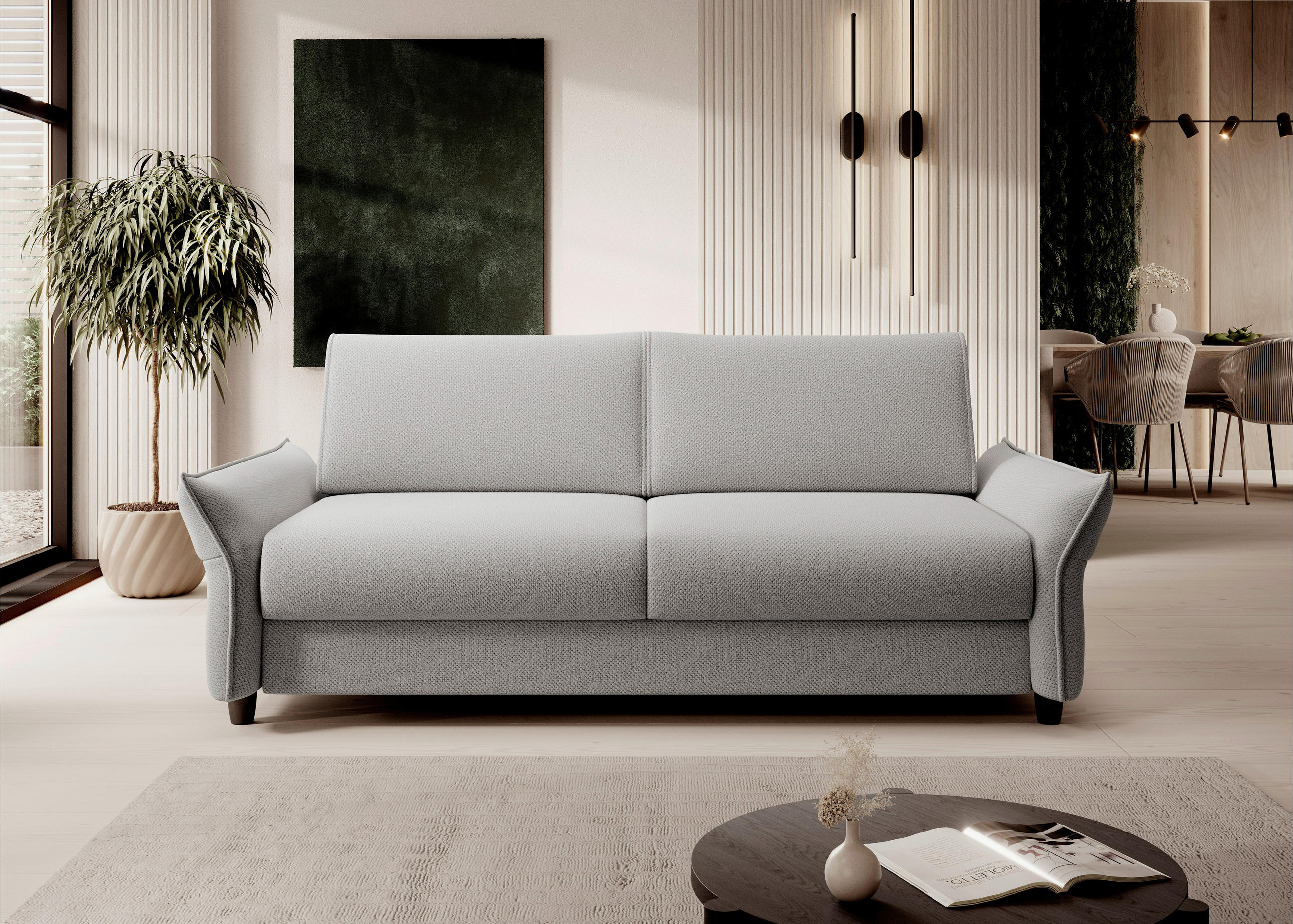 CANAPEA EXTENSIBILĂ textil gri deschis  - gri deschis/negru, Konventionell, plastic/textil (198/82/106cm) - Ti'me