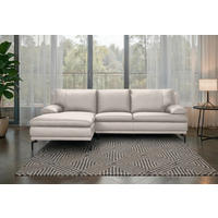 ECKSOFA Weiß Echtleder  - Schwarz/Weiß, Design, Leder (158/248cm) - MID.YOU