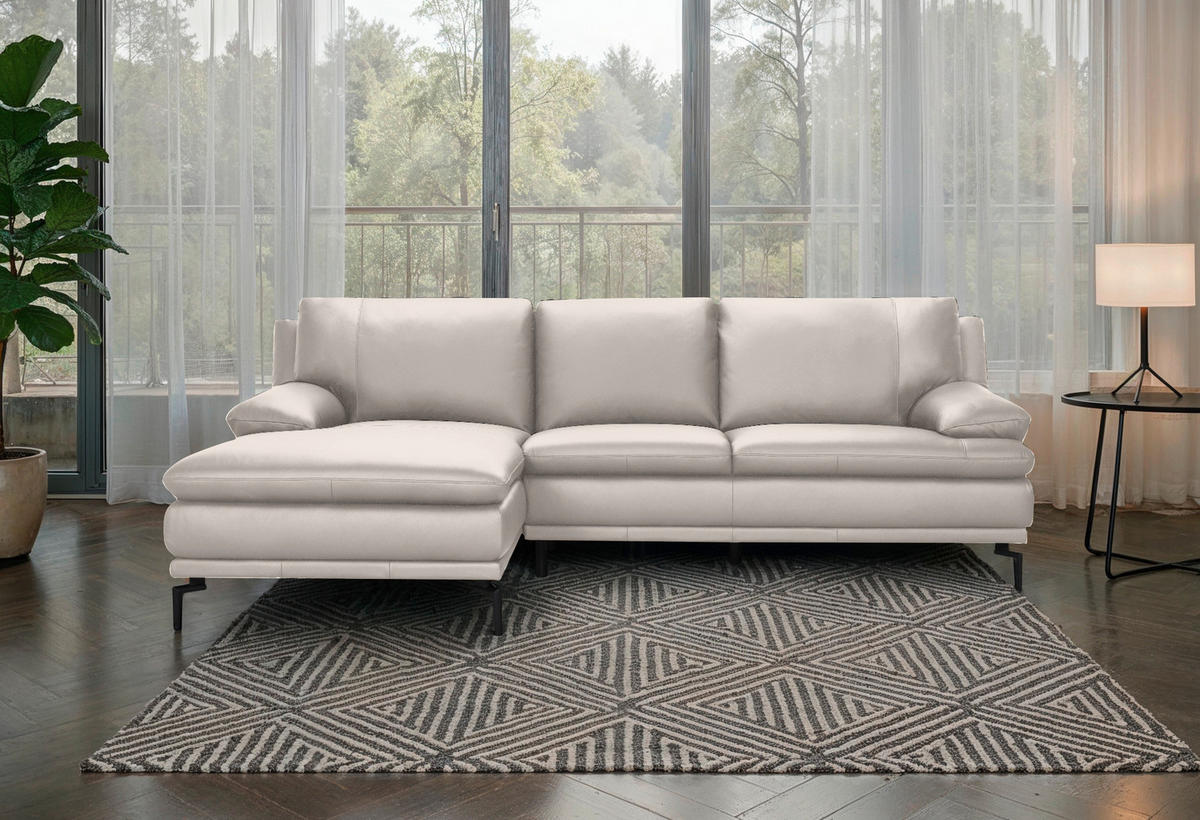 ECKSOFA Weiß Echtleder  - Schwarz/Weiß, Design, Leder (158/248cm) - MID.YOU