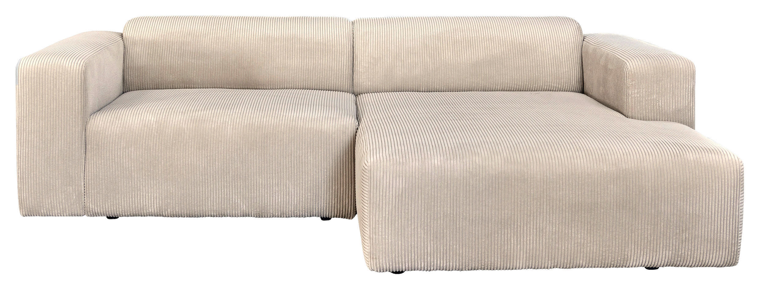ECKSOFA Creme Cord  - Creme/Schwarz, Design, Kunststoff/Textil (298/175cm) - P & B