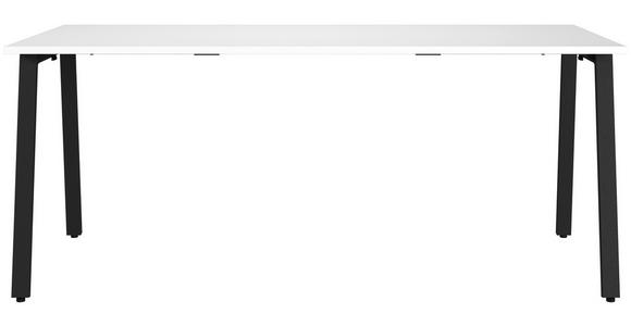 SCHREIBTISCH 180/80/75 cm  in Schwarz, Weiß  - Schwarz/Weiß, MODERN, Holzwerkstoff/Metall (180/80/75cm) - Novel