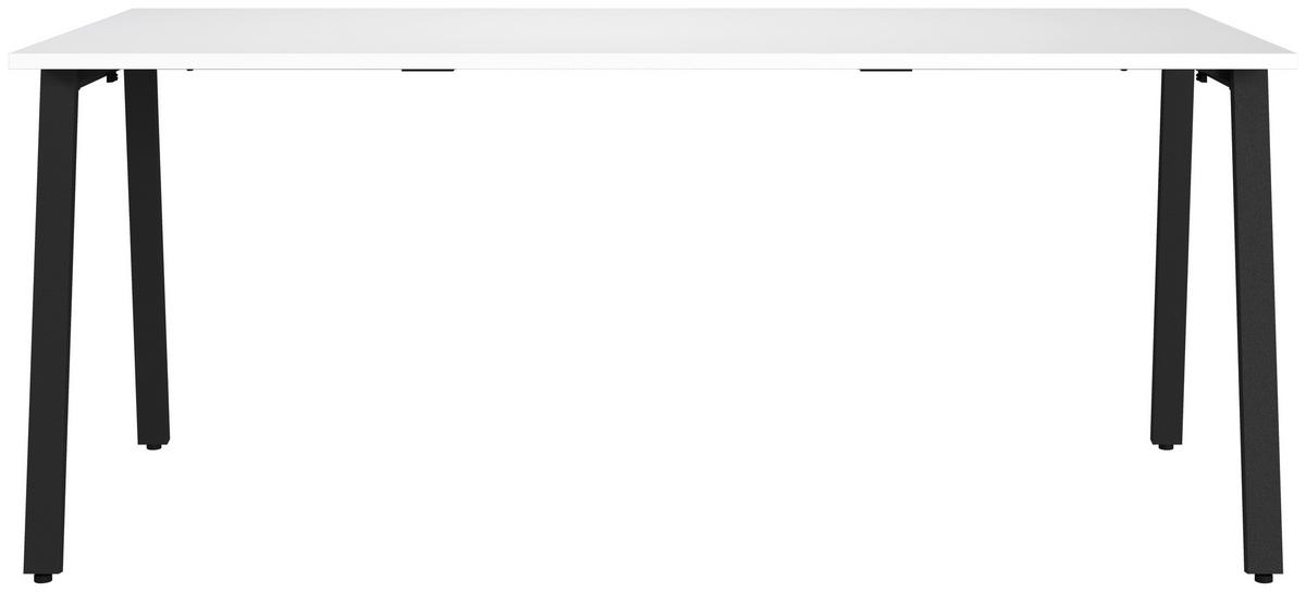 SCHREIBTISCH 180/80/75 cm  in Schwarz, Weiß  - Schwarz/Weiß, MODERN, Holzwerkstoff/Metall (180/80/75cm) - Novel