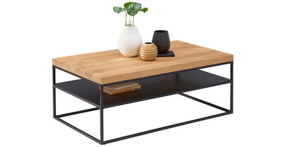 COUCHTISCH in Holz, Metall 100/60/40 cm  - Eichefarben/Schwarz, Design, Holz/Metall (100/60/40cm) - Novel