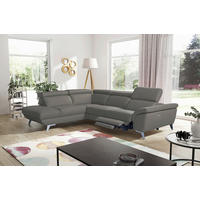 ECKSOFA  in Echtleder Grau  228/283 cm  - Silberfarben/Grau, Design, Leder/Metall (228/283cm) - Livetastic