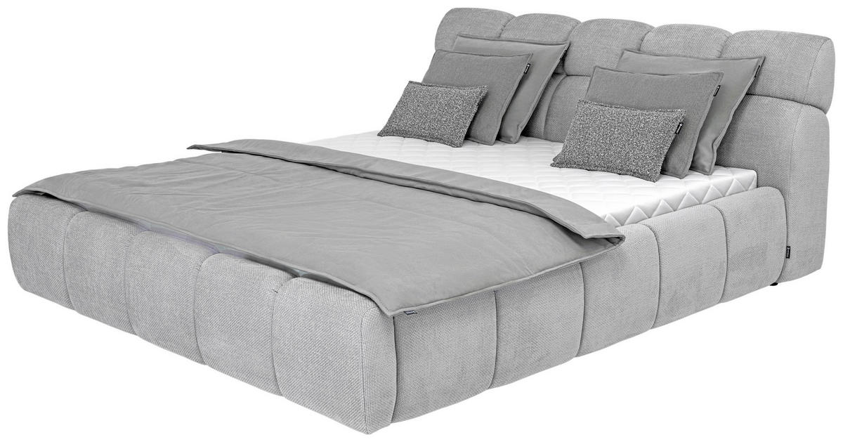 POLSTERBETT 160/200 cm  in Silberfarben  - Silberfarben/Schwarz, Design, Kunststoff/Textil (160/200cm) - Esposa