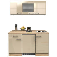 MINIKÜCHE 150,5 cm   in Kaschmir  - Kaschmir/Edelstahlfarben, MODERN, Glas/Holzwerkstoff (150,5cm) - FlexWell